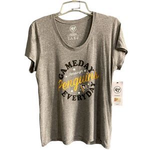 NWT Pittsburgh‎ Penguins T-shirt 47Brand Official NHL Women's Sz XL